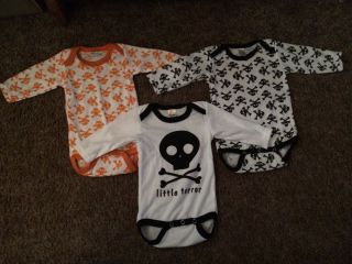 Baby Boy Clothing Onesies Skull Black Orange 0 6 Months Newborn