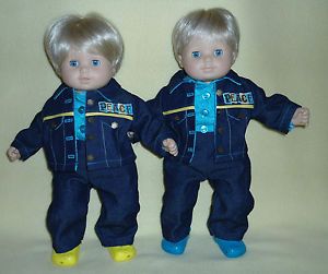 Fits Bitty Baby Doll Clothes 6pc Denim and Teal Outfits