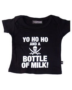 Darkside Clothing Yo HO HO A Bottle of Milk Pirate Skull Baby Toddler Tshirt