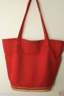 Eddie Bauer Women's Red Canvas Purse Tote Hand Shoulder Bag Rubber Base 171