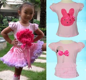Girls Kids Flower Pettitop S2 8Y Baby T Shirt Tank Top Cute Clothes Swan Rabbit