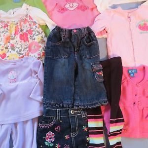 Large Lot of 12 Baby Girl's Fall Winter Clothing Items Size 6 9 9 Months