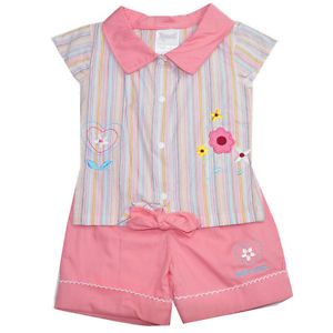 New Baby Girl Clothing Set Blouse and Shorts Pink and Blue Size 6 9 Months