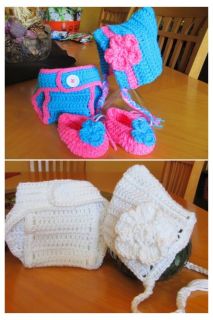 Baby Girl Pixie Bonnet Hat Diaper Cover Sandal Crochet Picture Prop 0 3 Month