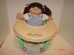 Vintage Cabbage Patch Kids Doll Brown Hair Baby Walker 1980's Original Clothing