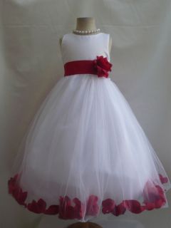 Red Toddler Infant Pageant Recital Bridal Party Rose Petal Flower Girl Dress