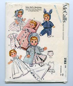 Vintage McCalls 2183 13 14 inch Baby Doll Clothes Christening Dress Bunting