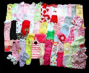 68 Piece Baby Girl Newborn 0 3 3 6 Months Spring and Summer Clothes Lot