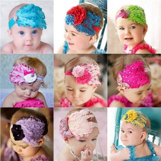 Baby Girl Infant Toddler Headband Feather Flower Headwear Hair Band 0282D Hot