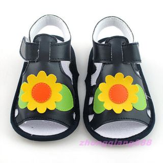 Sunflower Sandals Baby Infant Soft Sole Toddler Shoes 6 18 Months Boy Girl Black