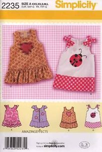 Simplicity Sewing Pattern 2235 Baby Girl Clothes Dress XXS L Appliques Infant