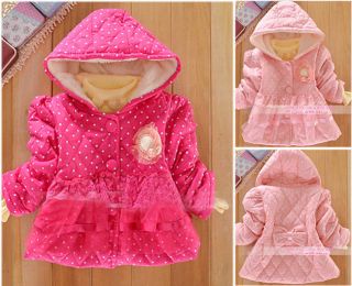 Baby Girls Polka Dot Clothes Kids Candy Color Warm Winter Jacket Coat Clothing