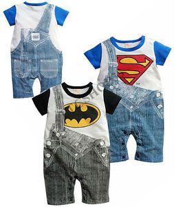 Newborn Baby Boys Superman Batman Casual Romper Pants Bodysuit Jumpsuits Clothes