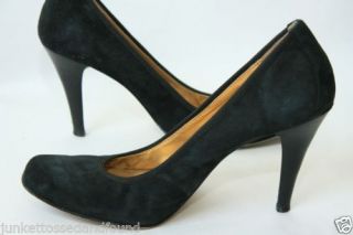 A329 Tahari Women's Black Suede Enya Pumps Shoes Square Toe 3 5" Heels 6 5 M 37