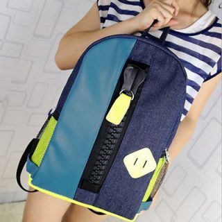 New Unisex Women Men Girls Canvas Backpack School Bag Satchel Travel Tote Blue