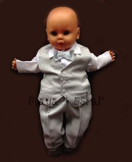 Baby Boy Grey Outfit Shirt Waistcoat Trousers Smart Wedding Formal Party Suit