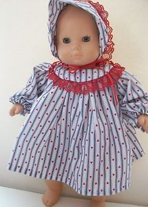 American Girl Doll Clothes Bitty Baby Valentine Dress and Bonnet