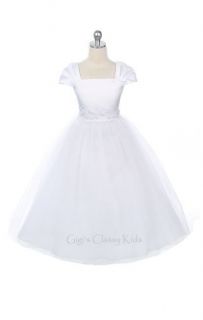 New White Flower Girls Dress First Communion Baptism Fancy Party Wedding Easter