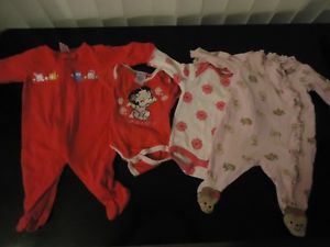 Baby Clothes 4 Piece Bundle Mix Set Betty Boop 2 Onsies 2 Pajamas