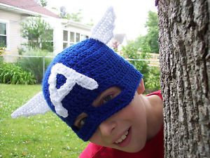 Captain America Hand Crochet Beanie Mask Hat Costume Child Adult