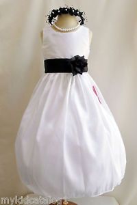 White Black Infant Teen Formal Wedding Party Recital Pageant Flower Girl Dress