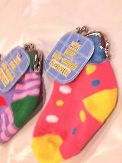 Set of 3 Baby Sock Change Coin Purses Party Gift Stocking Stuffer Key Ring