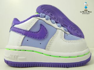 Nike Air Force 1 Girls Baby Infant White Purple Lavender Sz 2c 314221 109