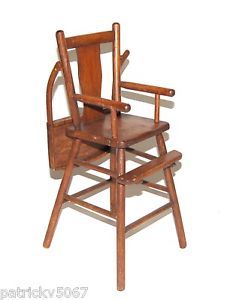 Solid Wood 37" x 18" x 21" Antique Baby High Chair with Flip Up Tray