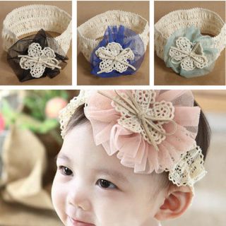 Cute Baby Infant Toddler Soft Cotton Elastic Flower Headdress Hairband Headband