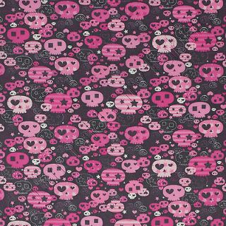 Timeless Treasures Pirate Skulls Gray Pink Kids Baby Novelty Cotton Fabric Yd