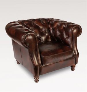 Set of 94" Classic Chesterfield Sofa and Chair Vintage Brown Soft Leather