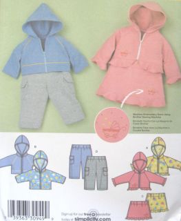 Infant Baby Knit Pants Skirt Hooded Sweatshirt Sewing Pattern Simplicity 3658