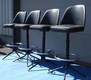 Four Vintage Retro Mid Century Modern Bar Stools Eames Era 4 Black Chairs Old MT