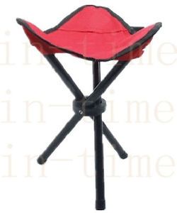 Portable 3 Legs Folding Chair Outdoors Camping Hunting Fishing Stool Seat Red
