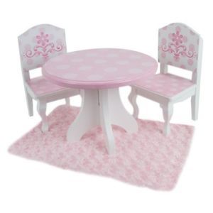 18" Doll Table Chair Set Wood Fits American Girl Our Generation Battat 18