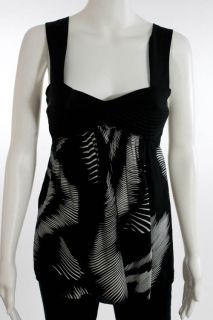 Black Halo Black White Abstract Print Silk Baby Doll Top Blouse Size s $275