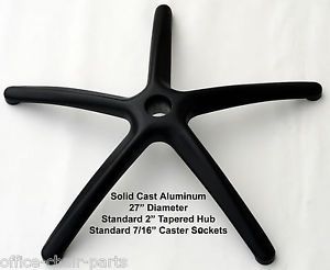 Aluminum Office Chair Base Pedestal Legs Powder Coated Black Color 27" Diameter