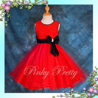 Red Black Wedding Flower Girls Bridesmaid Party Dresses Up Baby Size 18 24M 145