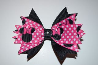 Minnie Mouse Toddler SPIKEY Bow Pink and Black Hair Bow