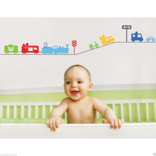 Train Theme Wall Decal Stickers Bedroom Infant Child Baby Tracks Rail Railroad