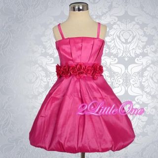 Stretchy Bubble Dress Hot Pink Wedding Flower Girl Pageant Party Baby 18 24M 135