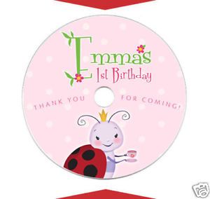 6 Ladybug Personalized Birthday Party Favors Music CD DVD Labels