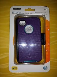Otterbox Defender Phone Case Apple iPhone 4 4S Purple Teal Blue Fast Shipping