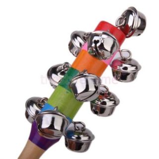 2X Random Color Wooden Jingle Hand Bells for Kids Baby Cradle Music Shake Toys