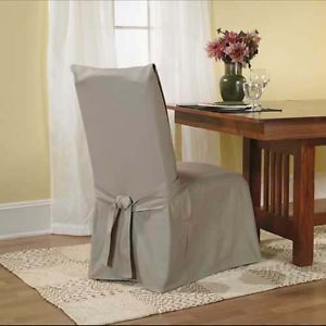 Surefit Linen Cotton Duck Long Dining Chair Cover