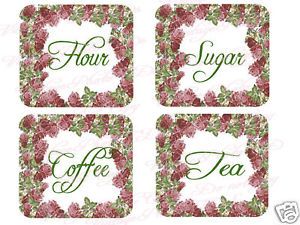 Shabby Style Canister Labels Flour Sugar Coffee Tea