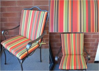 4 19" Outdoor Seat w Back Dining Chair Seat Cushion Red Multi Color Stripe