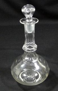 Antique Art Deco Bohemian Crystal Glass Liquor Bottle Pitcher Decanter w Stopper