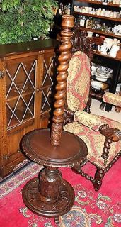 English Antique Oak Barley Twist Pedestal Floor Lamp