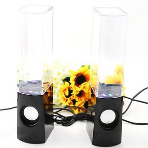 Black Water Fountain Speaker Dancing LED Lamp Light Laptop PC iPod Music Player